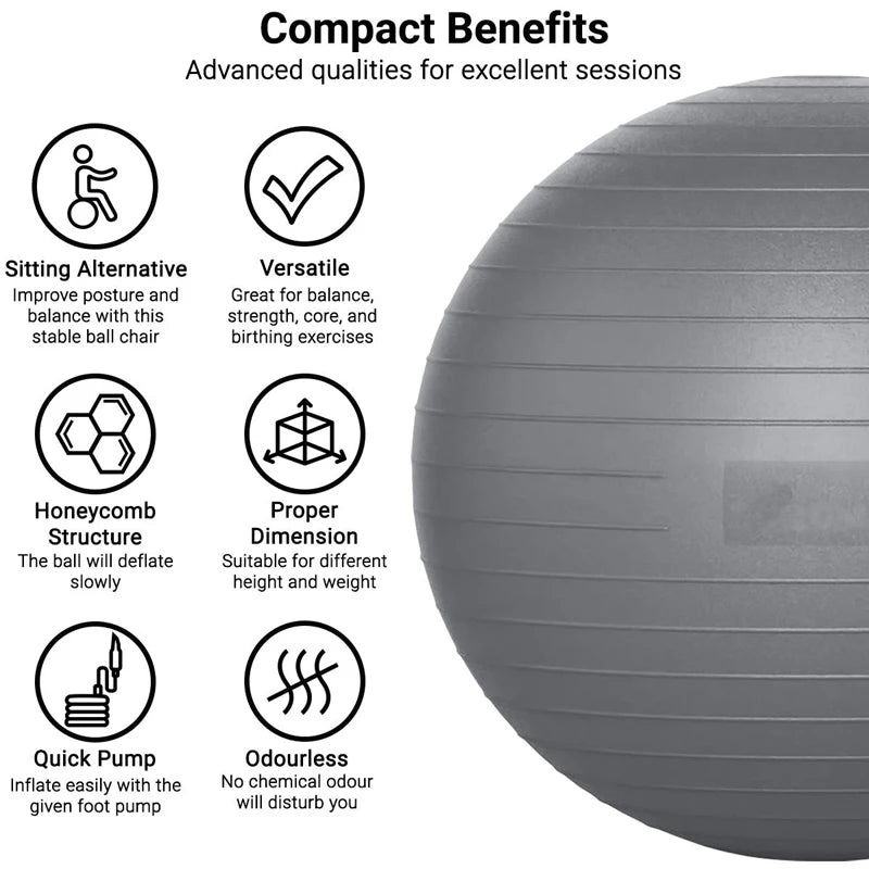 65/75/85cm Yoga Ball – Balance & Fitness for Yoga, Pilates, Pregnancy & Rehabilitation